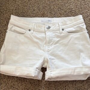 LOFT White Jean Shorts Mid-Thigh Cuffed